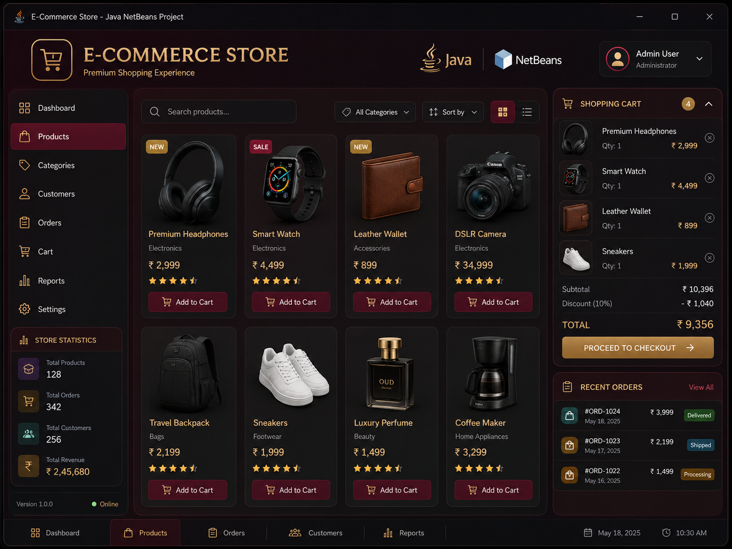 E-commerce Store Java NetBeans project preview